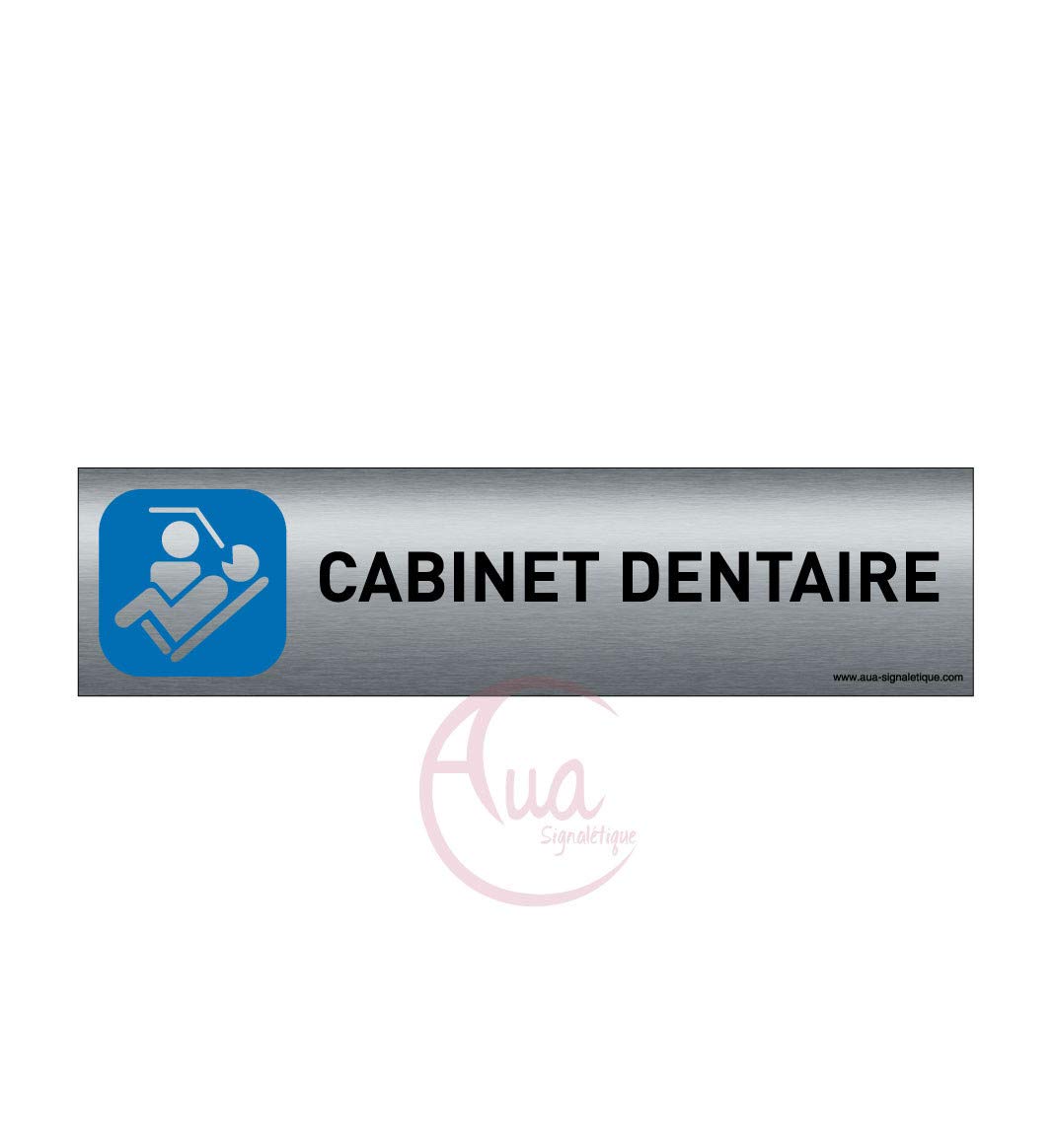AUA SIGNALETIQUE, Plaque de porte Aluminium brossé imprimé AluSign, 200x50 mm, Double Face adhésif au dos