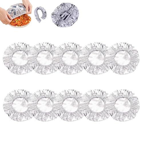 50PCS Aluminum Foil Heat-Retaining Cover for Home Dining Tables and Food Containers,Aluminum Foil Insulation Cover,Elastic Food Covers,Kitchen Freshness Preservation and Insulation (10pcs,42cm)