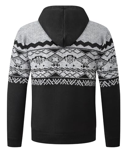 Image of LLdress Mens Knit Cardigan Sweaters Sherpa Lined Full Zip Hoodie With Pockets