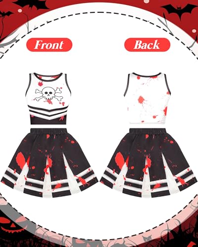 Disfraz de animadora para niñas con vestido sangriento y accesorios miniatura 5