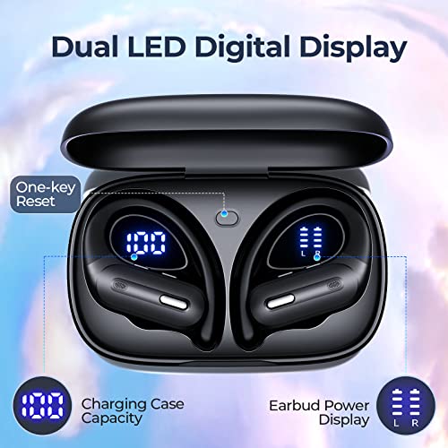 Wireless Earbuds Bluetooth 5.3 Headphones 60 Hrs Playtime Sports Ear Buds With Wireless Charging Case & Led Power Display Over-Ear Earphones With Earhooks Waterproof Stereo Bass Headset For Workout #TOP1