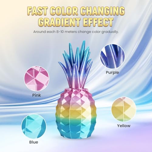 Image of FLASHFORGE Silk PLA Gradient Rainbow Pastel Dream, Multicolored Color Change Rainbow 3D Printer Filament, Yellow Purple Pink Blue Shiny Fast Color-Changing Each 8M Gradually, Ultra-High Glossiness