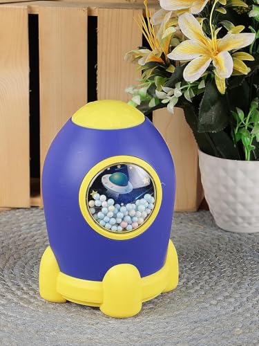 Image of Money Saving Bank with Coin Slot / /Creative Cartoon Design Money Bank / /Plastic Piggy Bank for Boys & Girls (Pack of 1) (Rocket - Blue)