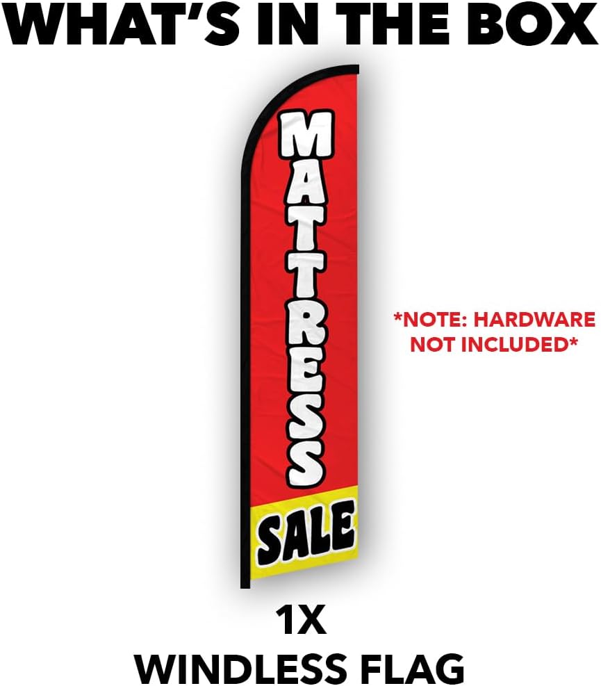 Infinity Republic - Mattress Sale Windless Full Sleeve Banner Swooper Flag - Perfect for Businesses, Furniture Stores, Mattress Outlets, etc!
