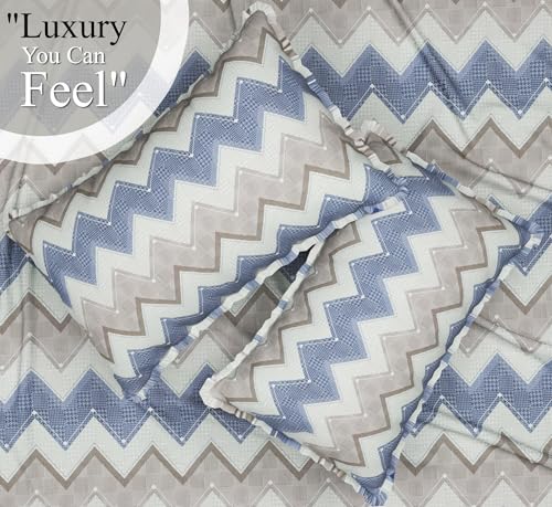 Image of BSB HOME 100% Cotton Feel Double Bed Bedsheet Set | 144 TC Soft & Breathable | Beige Pink and Grey Wave Print with 2 Pillow Covers | Wrinkle Free | for Bedroom (90 x 90 Inches)