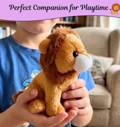Image of Tickles Standing Lion Soft Stuffed Plush Animal Toy for Kids Boys & Girls Birthday Gifts (Color: Brown Size: 18 cm)