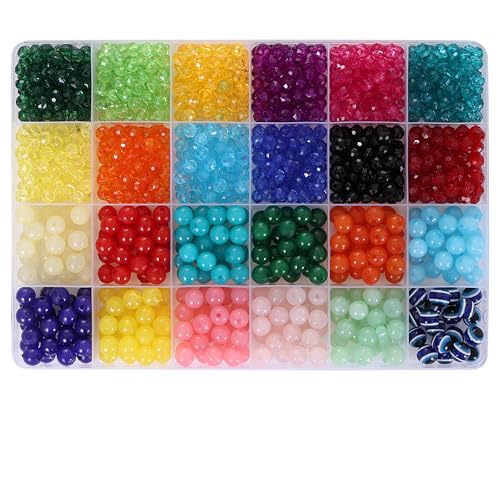 Image of ambitieux DIY Bracelet Making Kit - 24 Colorful Beads, 10m Elastic Thread, Jute Bag, and Cutter - Gift for Girls Birthdays (Crystal with Moon)