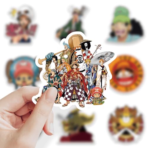Image of 50+PCS Anime One Piece Stickers - Waterproof Vinyl Stickers for Laptop, Phone, Luggage & More | Luffy, Zoro, Straw Hat Pirates & Anime Fans
