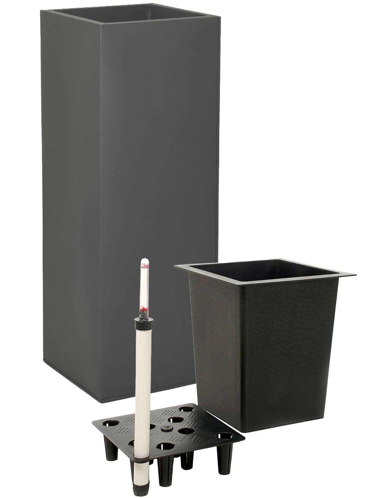 VIVANNO Pflanzkübel Zink Metall Anthrazit Block 100 Blumenkübel Eckig | Frostsicherer Übertopf für Außen und Innen, inklusive Bewässerungssystem, 100x40x40 cm Säule aus Stahlblech
