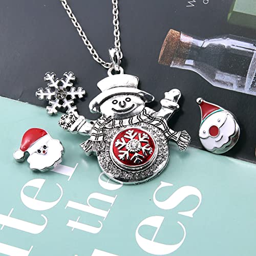 H&Py Snowflake Snap Button Jewelry Necklace Rhinestone Crystal Snowman Snap Jewelry Necklace Fit Diy 20Mm 18Mm Snaps Buttons Pendant Necklace Christmas Gift #TOP1