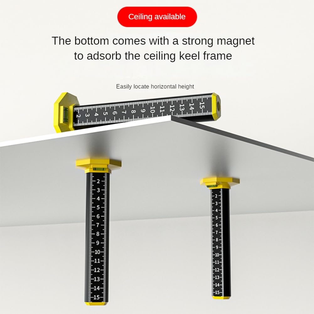 2 righelli di altezza per piastrelle da soffitto e pavimento, righello di misurazione con base magnetica, righello di misurazione per soffitto sospeso
