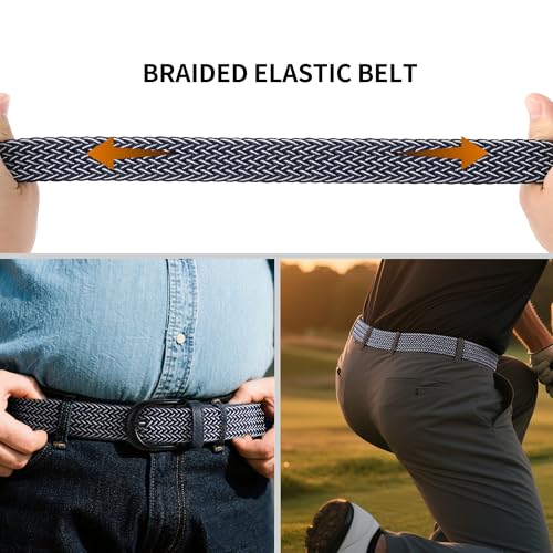 Image of Mile High Life | Braided Stretch Elastic Belts | Pin Oval Solid Black Belt Buckle | PU Loop End Tip Men /Women /Junior Belt