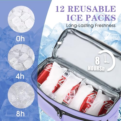 Image of Scothen Backpack Cooler with Double Decker & 12 Ice Packs- Keeps 36 Cans Cold for Up to 24 Hours- Waterproof & Leak Proof Insulated Cooler Backpack- Stylish Cooler Bookbag for Women Travel Work Beach