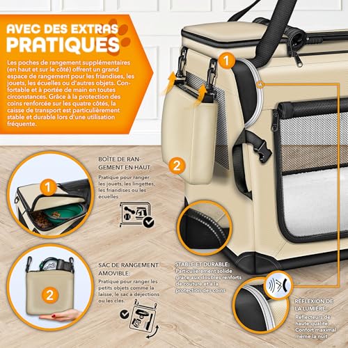 Sac de transport TRESKO robuste pliable taille M beige avec réflecteurs - 7