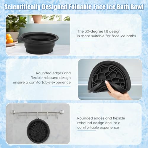 Face Ice Bath Bowl, Waschschüssel für Gesicht Eingebaute Eiswürfelschale Waschbecken, Silikon Gesicht Eiswanne, Faltbares Facial Ice Bath Bowl zur Schwellungen Linderung, Tragbare Gesichtsschüssel für