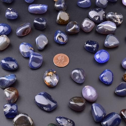 SigMntun Blue Agate Healing Crystal Stone Set - 24 Pieces, 0.6" Natural & Polished Stones for Healing, Meditation, Reiki, Chakra, Crafting & Decoration
