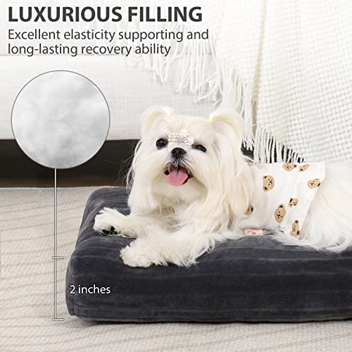 Dog Crate Bed Washable Dog Beds for XX-Small Dogs Deluxe Thick Flannel Fluffy Comfy Kennel Pad Anti-Slip & Anti-Scratch Pet Sleeping Mat, 17 x 11 Inch, Gray - Image 4