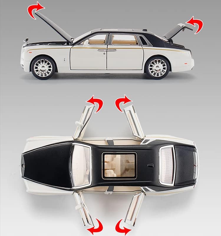 Image of New 1:32 R Royce Phantom Diecast Alloy Metal Pull Back Car with Openable Doors Music Sound and Light Vehicle Toy Car for Kids Boys (Black)
