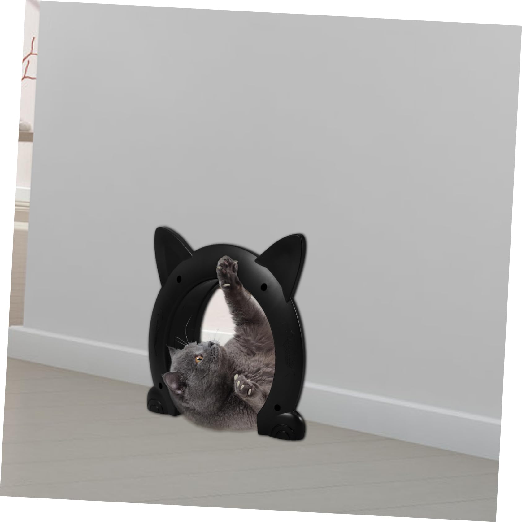 COLLBATH Katzenklappe aus Kunststoff für Innentüren Katzenförmig Schwarz Leicht Zugänglich Vielseitig Einsetzbar für Katzen und Kleine Hunde im Zuhause