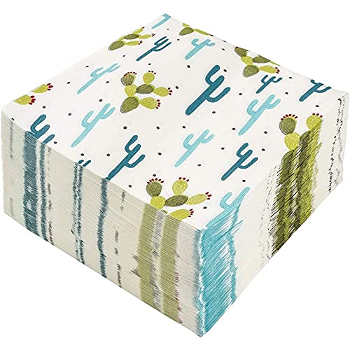 Cocktail Napkins - 150-Pack Luncheon Napkins, Disposable Paper Napkins Cactus Party Supplies For Kids Birthdays, 2-Ply, Unfolded 13 X 13 Inches, Folded 6.5 X 6.5 Inches #TOP3