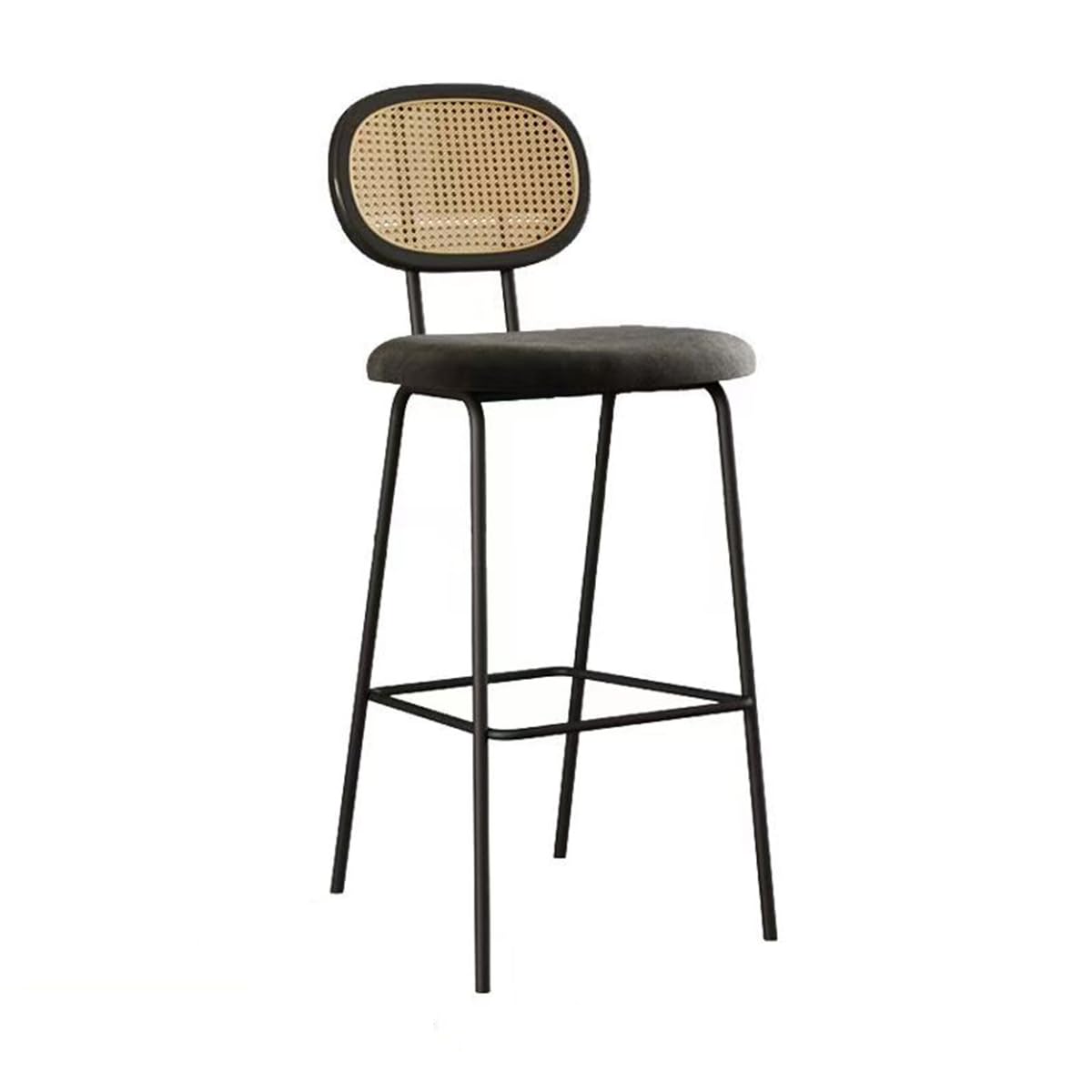 Tabourets de bar velours et rotin lot de 2 chaises de cuisine