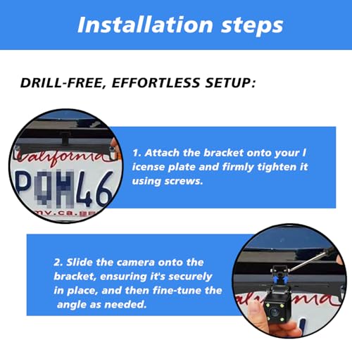 Image of Reversing Camera Metal Bracket, Universal Rear View Camera Mount, License Plate Bracket, Durable Metal Design, Adjustable Angle, Easy Install