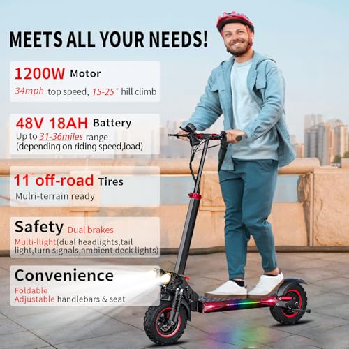 11″ Off Road Electric Scooters Adult with Seat – 1200W