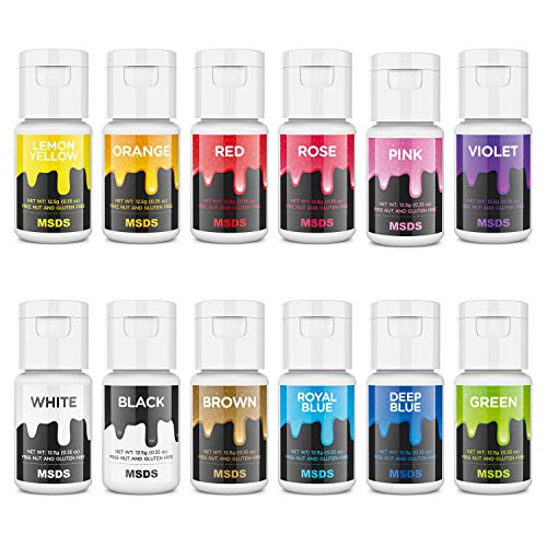 Gel Food Coloring Set 12 Color x12.5g ValueTalks Food Grade Gel Based Vibrant Gel Icing Colors Tasteless Edible Food Dye Baking Color for Cake Decorating, Fondant, Frosting, Macaron, Cookie, Slime