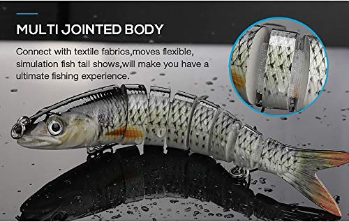 Foto von Njord Kalastus Hecht Köder Set Kunstköder 5 Stück in Box Angel-Köder zum Raubfisch-Angeln – Wobbler mehrteilig mit Gelenk für realistischen Lauf 14cm 25g langsam sinkend +5X Stahlvorfach