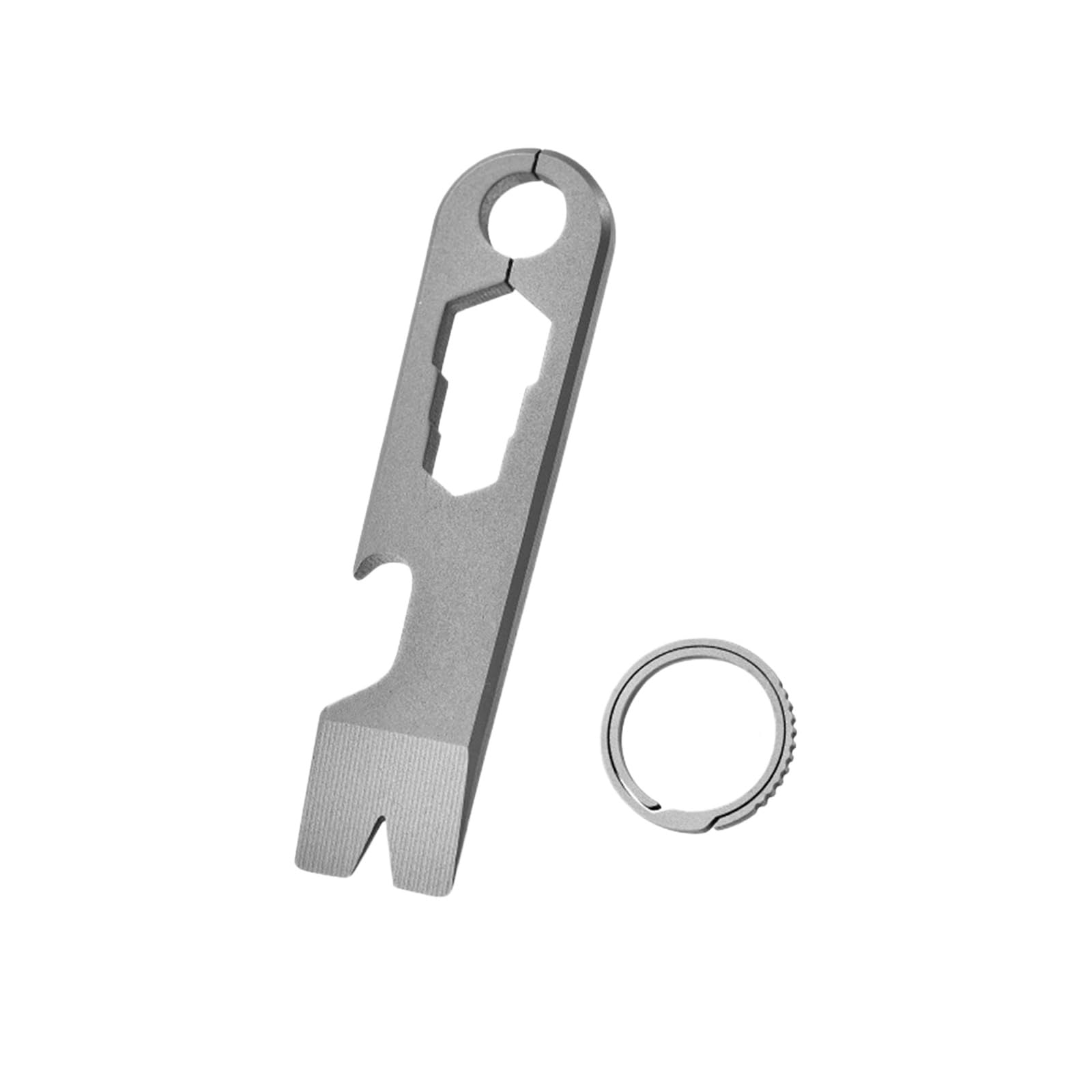 Alloneslife Sandblasting Metal Pry Tool Integrated Withwrench And Bottle Opener Outdoor Survival Tool For Daily Use Bottle Opener Keychain