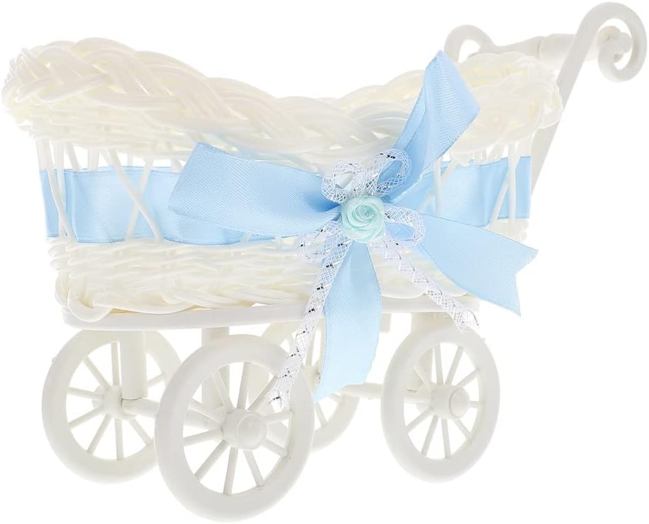 Woven Wicker Candy Shopping Decoration Cute Toy Flower Wagon Storage Cane(E)