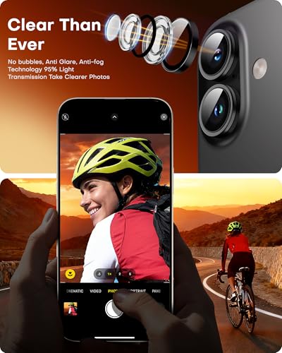 Image of TOCOL Camera Lens Protector for iPhone 17 Tempered Glass HD Individual Scratch Resistant Camera Cover Accessories Case Friendly 2 Pack(Black)