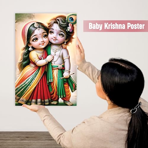 Image of Twinster Bal krishna Posters Photo for Pregnant Women, Baby Poster Self Adhesive (Size 45 cm by 30 cm) Pack of 1 (Design 19)
