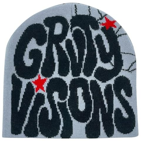 Y2K Beanie Letter Print Knitted Hat Winter Warm Hat Hip hop Beanie Pullover Hat Casual Beanie for Men Women Cover