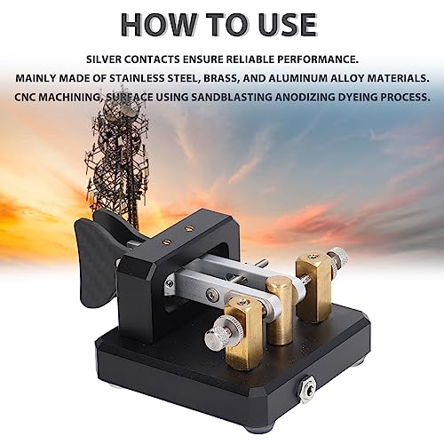 Image of CW Key, Good Workmanship Easy Tapping Automatic Morse Code Key Carbon Fiber Paddles Silver Contact for Training (Black)