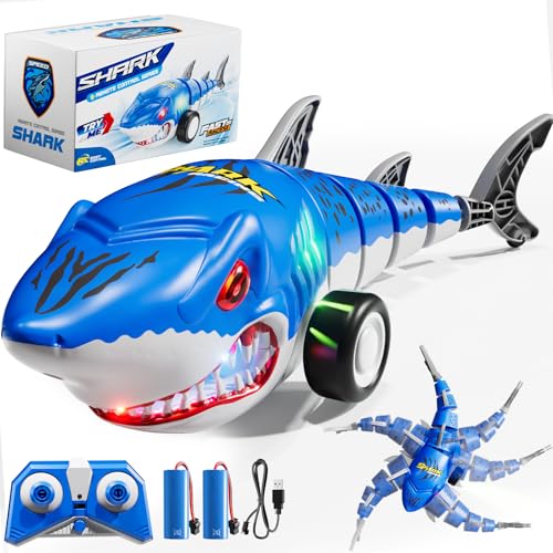 Remote Control Shark Car Toys, RC Shark Truck Car Toys with LED Lights, Remote Control Shark Truck All Terrain RC Car for Indoor Outdoor, Perfect Shark Toys Gifts For Kids Boys Girls Ages 3 4 5 6 7 8