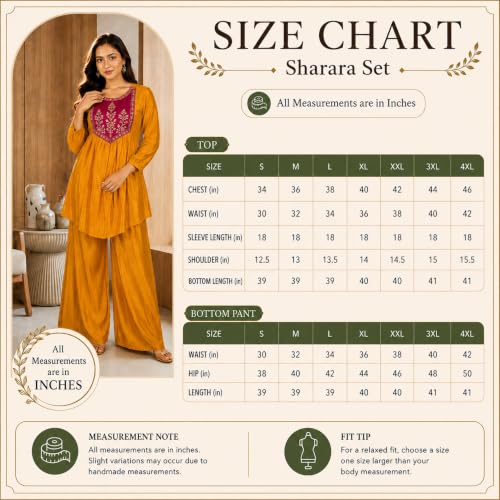 Image of Embroidered Sharara Set for Women | Roman Silk Short Kurta with Flared Sharara Pants | Designer Festive Ethnic Wear Suit Set for Weddings, Sangeet & Celebrations