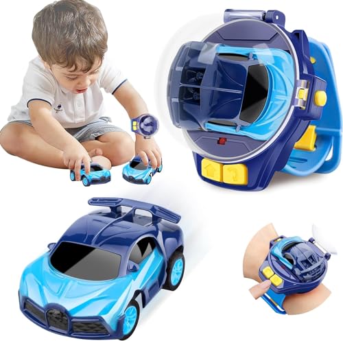 Image of Brand Conquer Mini Remote Control Car Watch Toys, Easy Control Safe 98.4ft Remote Control Distance Cute Wrist Racing Car Watch Silicone Strap with Dust Cover for Outdoor (Bugatti Divo Blue)