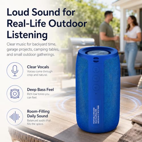 Image of Musibaby M68 Portable Wireless Speaker, 24H Playtime, Blue