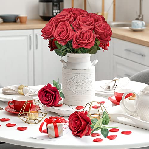 Mocoosy 12PCS Burgundy Roses Artificial Flowers - Image 3