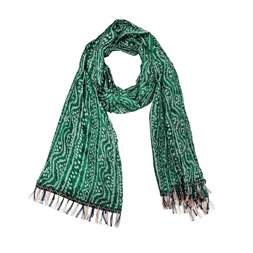 Image of Women's Art Silk Bandhani Print Dupatta with 2.20 Meters | Women's cotton printed dupatta with tassels