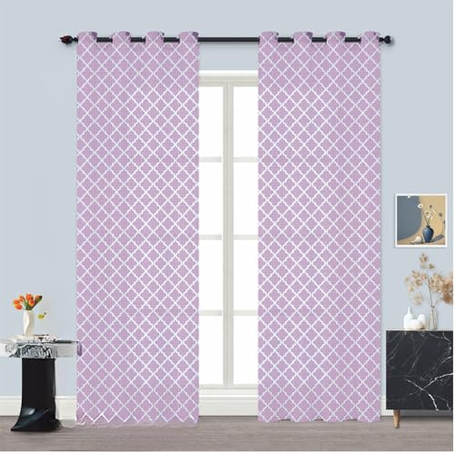 Generico Rideaux arabesques unis 280 x 140 cm avec œillets 4 cm couvrance moyenne pour balcon ou...