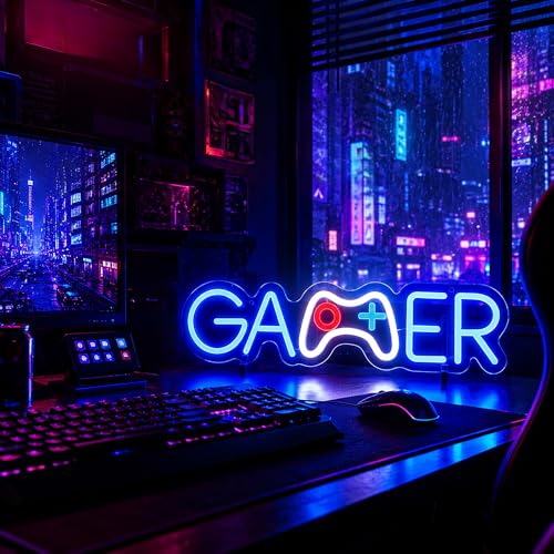 Image of Blue Neon Sign Led Neon Lights Signs for Wall Decor USB Powered Led Signs for Room Decoration-Gamer