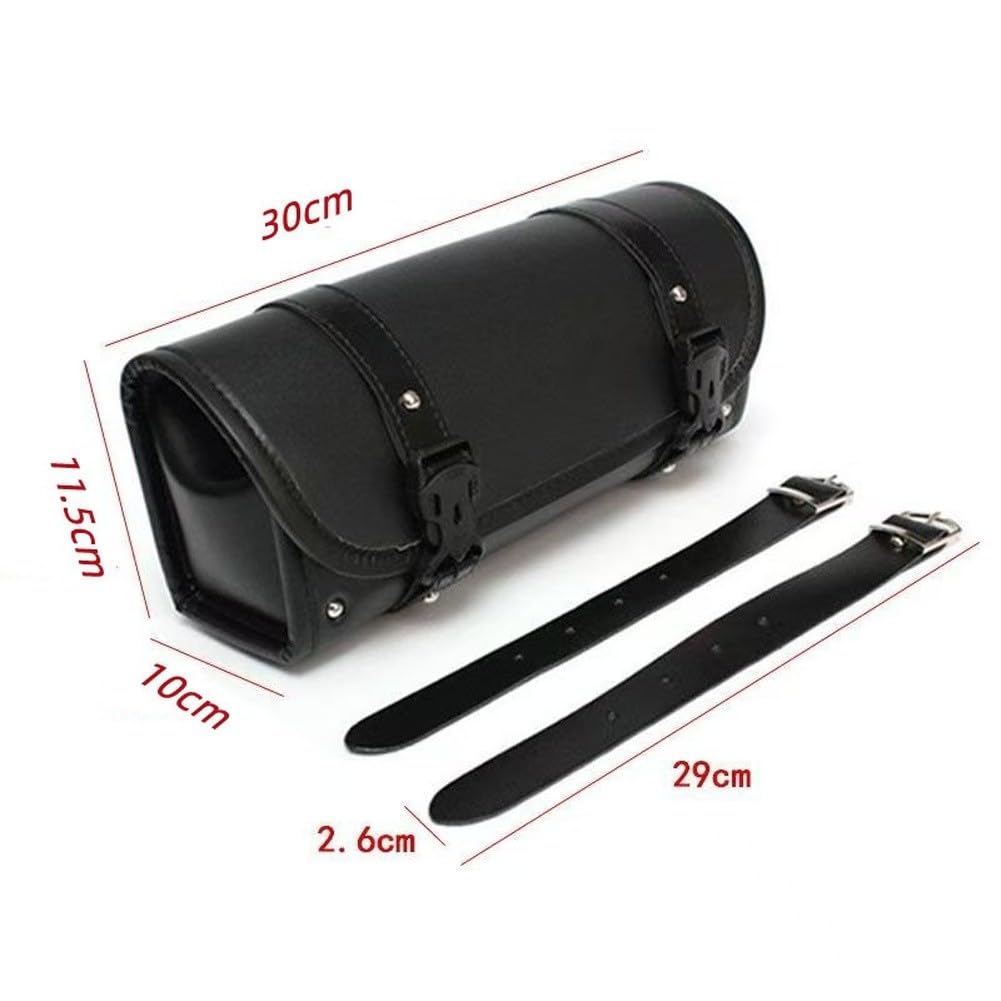Borsa porta attrezzi anteriore e posteriore per moto, compatibile con la maggior parte dei modelli, fibbia a sgancio rapido, 30 cm x 10 cm x 11,5 cm, in poliuretano, impermeabile, nero