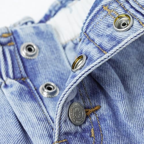 KIDSCOOL SPACE Baby Girls Jeans,Toddler Boy Elastic Waist with D-Ring Square-Shaped Pockets Straight Leg Denim Pants4