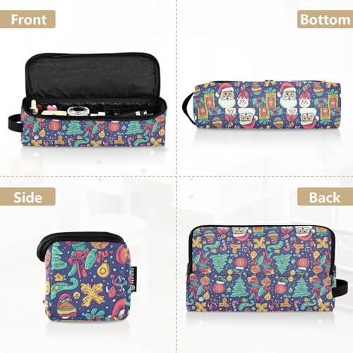 Bolsa de viaje para herramientas de cabello con diseño de árbol de Navidad y pan de jengibre, resistente al calor, ideal para planchas, rizadores y organizador portátil miniatura 5