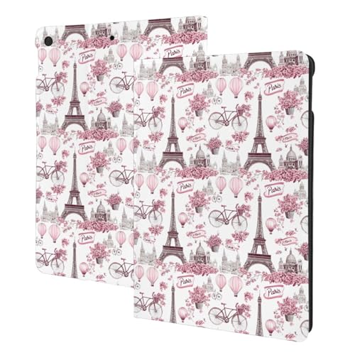 Étui iPad 10.2 rose scène de Paris pour 9e 8e 7e génération avec support