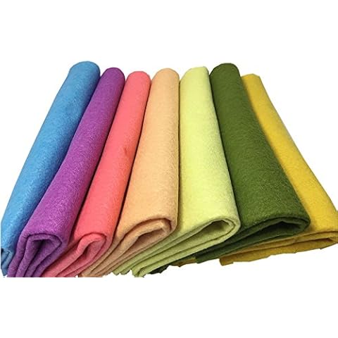 Misscrafts Soft Felt fabric Sheets 45cm*45cm large 7pc Thick 1.4mm 7 Colours for Patchwork Sewing Craft Work Material Fresh Spring Style Cover