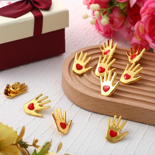 Image of Foilswirl 20 Pcs Volunteer Appreciation Gifts Bulk Volunteer Awards Gold Hands Lapel Pin Employee Appreciation Gift Recognition Gift for Teacher Nurse Social Worker Administrative Professionals Week