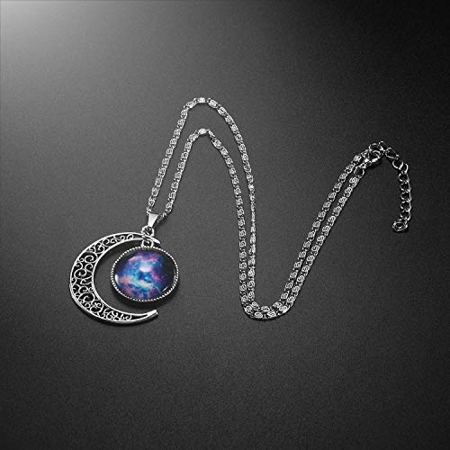 Lcbulu Galaxy Crescent Moon Pendant Necklaces Jewelry for Women Teen Girls 18''3